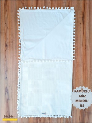 Tomuycuk Kız Erkek Bebek Battaniyesi Pike %100 Pamuklu Doğal Organik Uyku Çift Taraflı Örtü 86X86CM