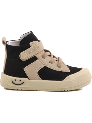 Ayakmod Siyah Keten Bilek Boy Cırtlı  Çocuk Sneaker 7465 B