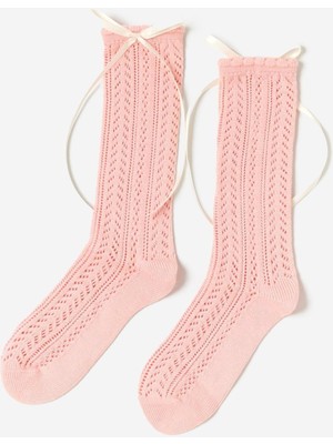 Katia & Bony Kız Çocuk Saten Fiyonklu Triko Dizaltı Çorap