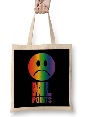 Mediterian Sevimli yüz desenli uzun saplı bej bez çanta, şık ve pratik kullanım için ideal.