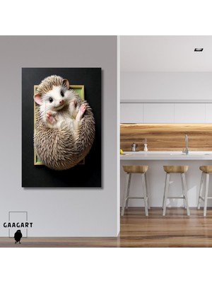 Gaagart Tekli Dikey Kanvas Duvar Tablosu Sırt Üstü Sevimli Kirpi
