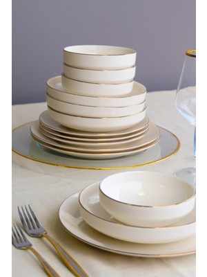 Tabak Evi Porselen Sofia Altın Yaldız Yemek Takımı 24 Parça 6 Kişilik