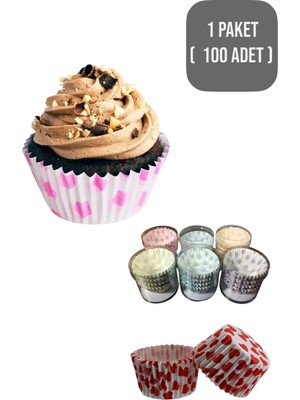 100'LÜ Muffin Kalıbı | Desenli Muffin Kağıdı Cupcake Kağıdı Renkli Desenli Kek Kalıbı ( 1 Paket )