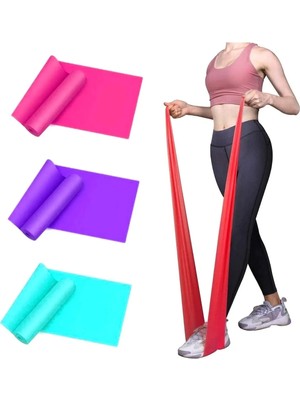 Cocovia 3'lü Büyük Boy Pilates Bandı Seti Egzersiz Direnç Lastiği ile Vücut Geliştirme İçin