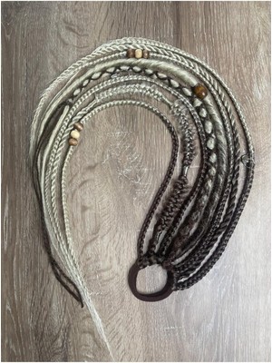 Selin Bengi Rasta Mix Afrika Örgü Toka 8'li 50CM - Koyu Kumral & Platin Ombreli