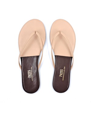 Klasik T2016 Kadın Kahve Krem  Şık Parmak Arası Terlik