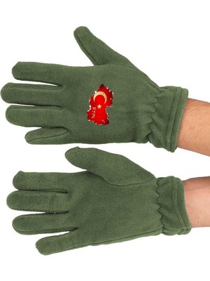 Mediterian Haki polar uzun eldiven, sıcak ve şık kış aksesuarı, pamuklu ve rahat kullanım