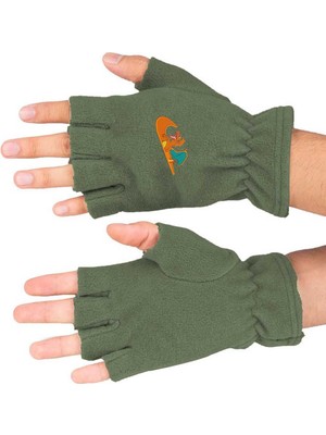 Mediterian Haki polar kesik eldiven, sıcak ve şık kış aksesuarı, rahat kullanım sağlar.