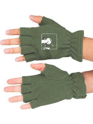 Mediterian Rahat ve şık pamuklu polar kesik eldiven, haki renk, ören tasarım