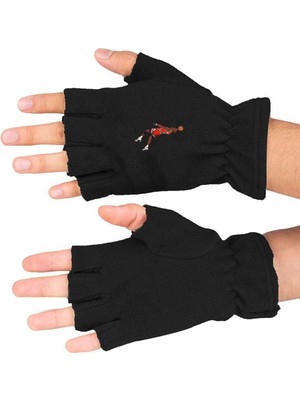 Mediterian Siyah pamuklu basketbol polar kesik eldiven, konfor ve şıklık sağlar.