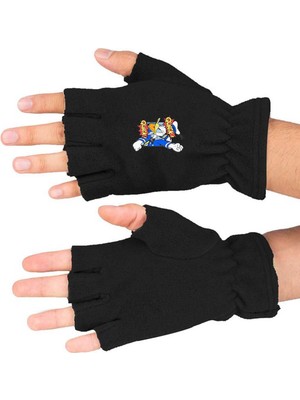 Mediterian Sevimli Siyah Polar Kesik Eldiven, sıcak ve şık tasarım, pamuklu, rahat kullanım