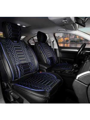 ACK Store 
honda Legend Uyumlu Yarı Deri Oto Koltuk Kılıfı Tam 5li Set Mars Siyah-Mavi Renk