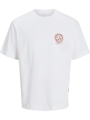 Jack & Jones Jack Jones Jorparos Chest Tee Ss Crew Neck Erkek Beyaz Tshirt 12273169-01
