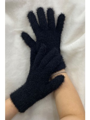 Mediterian Yumuşak Peluş Uzun Eldiven, Siyah, Rahat ve Şık Tasarım