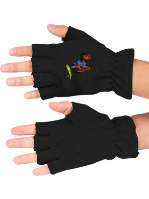 Mediterian Siyah Köpek Polar Kesik Eldiven, Rahat ve Dayanıklı Örme Tasarım