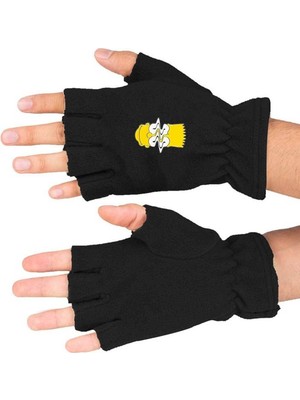 Mediterian Siyah Baskılı Kışlık Polar Eldiven, Sıcak ve Rahat Tutur