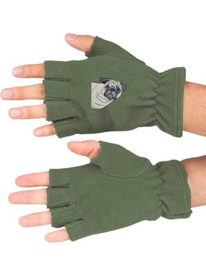 Pugs Baskılı Kışlık Kesik Polar Eldiven BLL3568