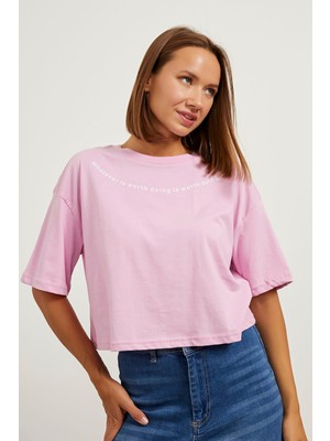 Baskılı Crop T-Shirt