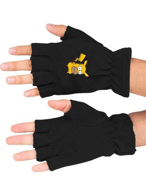 Simpson Pikaçu Baskılı Kışlık Kesik Polar Eldiven BLL3517