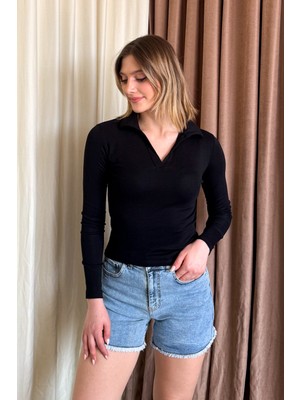 Kadın Uzun Kol Polo Yaka Body 21938