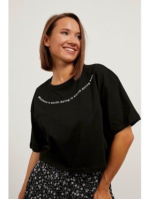 Baskılı Crop T-Shirt