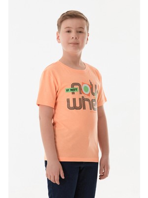 Slogan Baskılı Bisiklet Yaka Erkek Çocuk Tişört