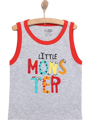 Hellobaby Basic Erkek Canavar Baskılı Atlet Tshirt Erkek Bebek