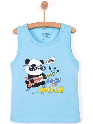 Hellobaby Basic Erkek Gitarist Panda Baskılı Atlet Tshirt Erkek Bebek