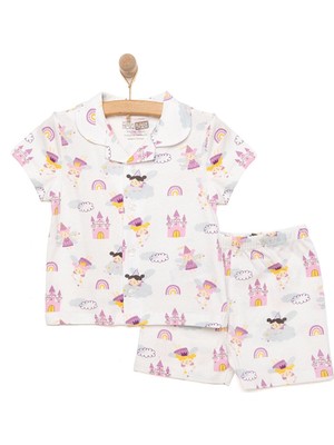 HelloBaby Gömlek Yaka Peri Desenli Kısa Kol Pijama Takımı