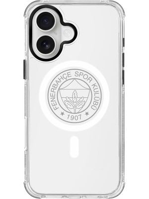 iPhone 16 Uyumlu Fenerbahçe Monochrome Logo Şeffaf Magsafe Lisanslı Telefon Kılıfı