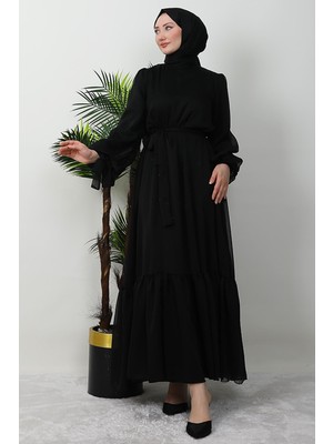 Giza Store Fırfır Detay Janjan Elbise Siyah