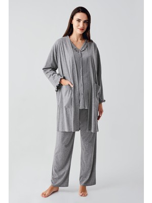 Artış Collection Kısa Kollu Düğmeli Pamuklu Hamile Sabahlık Pijama Takım 17300