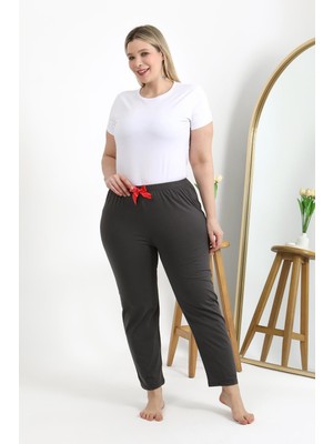 Akbeniz Kadın Pamuklu Büyük Beden Alt Pijama 27559 Füme