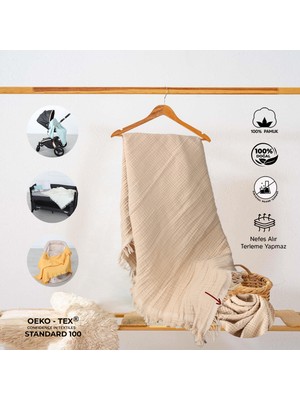 Huggy 4 Katlı %100 Pamuk 100x130 Müslin Bez, Müslin Örtü, Müslin Yenidoğan Bebek Battaniyesi