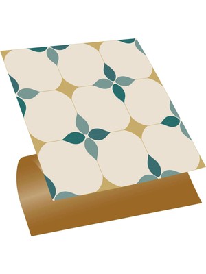 Tink Kendinden Yapışkanlı Zümrüt Çiçekli Desenli Pvc Karo 30X30 cm (33 Adet) 3 M2