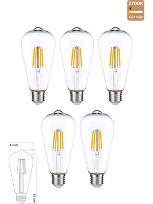 Heka LED E27 ST64 Ampul 6W 2700K Gün Işığı Erd-85
