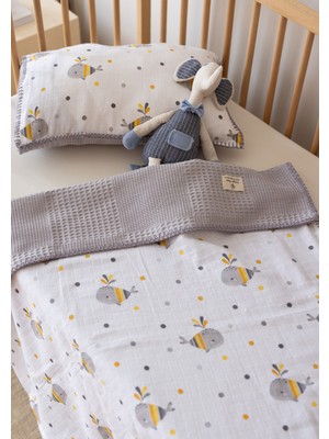 Lizayn Tekstil Waffle Müslin Pike Örtü 100X100 & Yastık Kılıfı 35X45  Pamuk Oeko-Teks Sertifikalı