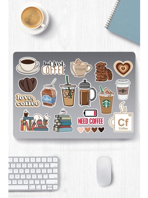 Kahve Temalı Sticker Etiket Seti - Coffee Sticker - Laptop Notebook Telefon