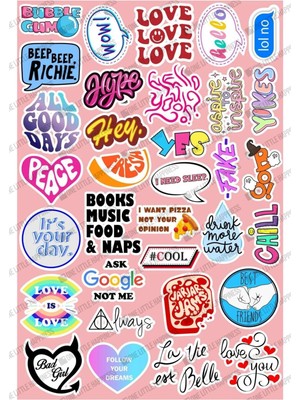 Eğlenceli Ifadeler Seri 1 Sticker Seti | Laptop Ajanda Notebook Tablet Defter Etiket Bullet Journal