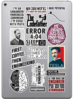 Mühendis - Engineer Temalı Sticker Seti, Çıkartma, Ajanda Bujo Scrapbook Kolaj Etiket Bullet Journal