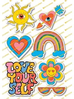 Indie Temalı Sticker Seti - 7 Adet Etiket Seti- Telefon, Tablet, Defter Laptop Uyumlu Etiket
