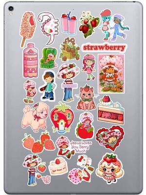 Çilek Kız Sticker Paketi Bullet Journal Defter Çıkartma Ajanda Laptop Etiket
