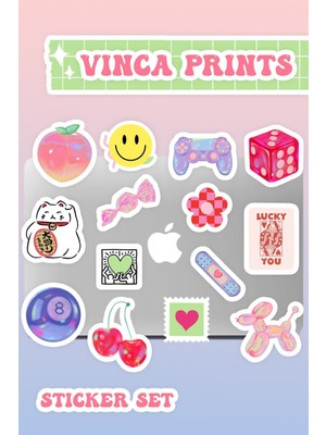 Laptop Sticker Seti 14 Adet Sticker Macbook Notebook Tablet Telefon Ajanda Defter Sticker Seti