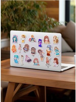 Anime Girls Temalı Laptop Notebook Telefon Sticker Seti 20 Adet
