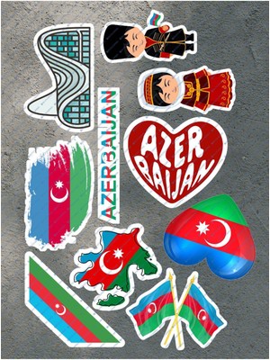 Azerbaycan Temalı Sticker Set Telefon Laptop Notebook Tablet Defter Etiket