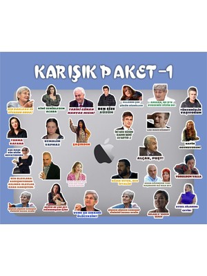 Karışık Mix Seri 1 Yapışkanlı Sticker Seti Macbook Notebook Tablet Telefon Ajanda Laptop Defter
