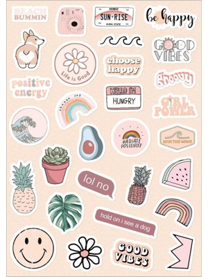 Smile Sticker Seti Renkli Yapışkanlı Defter-Ajanda-Planner-To Do List İçin Uygun