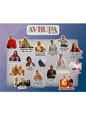 Avrupa Yakası 16 'lı Macbook Notebook Tablet Telefon Ajanda Laptop Defter Sticker Seti