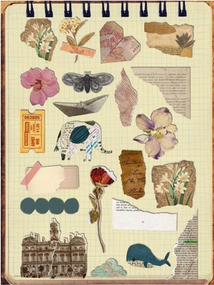 Vintage Scrapbook Temalı Laptop Notebook Telefon Sticker Seti 22 Adet