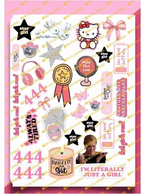 I'm Just A Girl Temalı Pink Pembe 444 Girl Power Manifest Laptop Telefon Tablet Sticker Seti